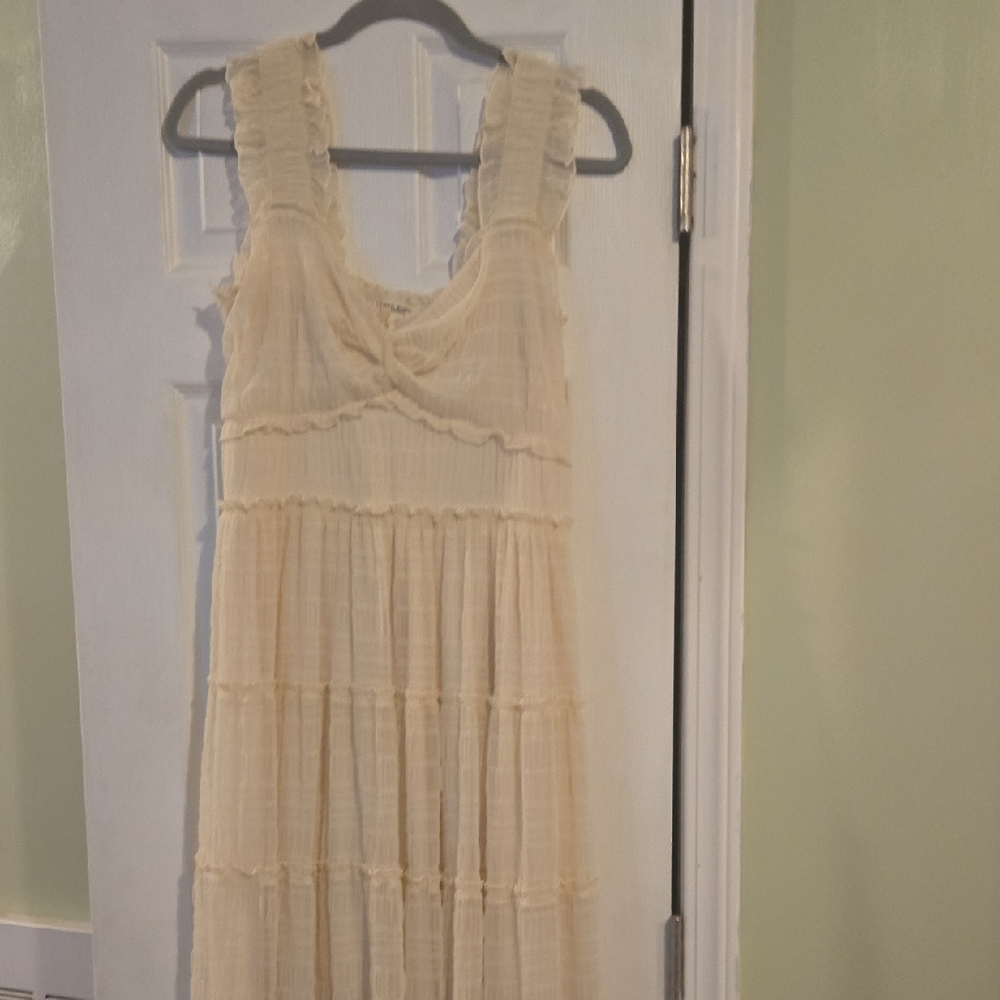 Max Studio Ruched Mesh Midi Dress, Off-white, L